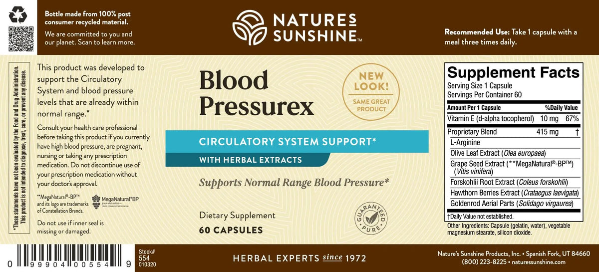 Nature's Sunshine Blood Pressurex 60 Capsules – Supports Normal Blood Pressure Range BritishVita | Premium UK Vitamins & Wellness Supplements