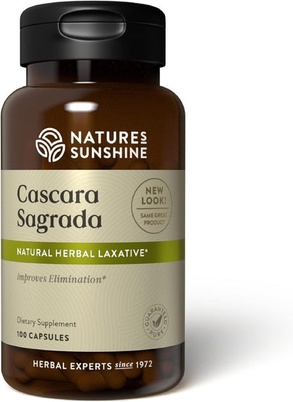 Nature's Sunshine Cascara Sagrada Capsules — Intestinal Support & Healthy Colon (100 capsules)