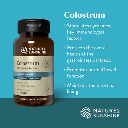 Nature's Sunshine Colostrum with Immune Factors - 60 Capsules | Immune & Gut Health