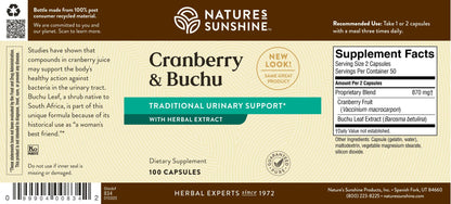 Nature's Sunshine Cranberry & Buchu Concentrate 100 Capsules | Urinary Health