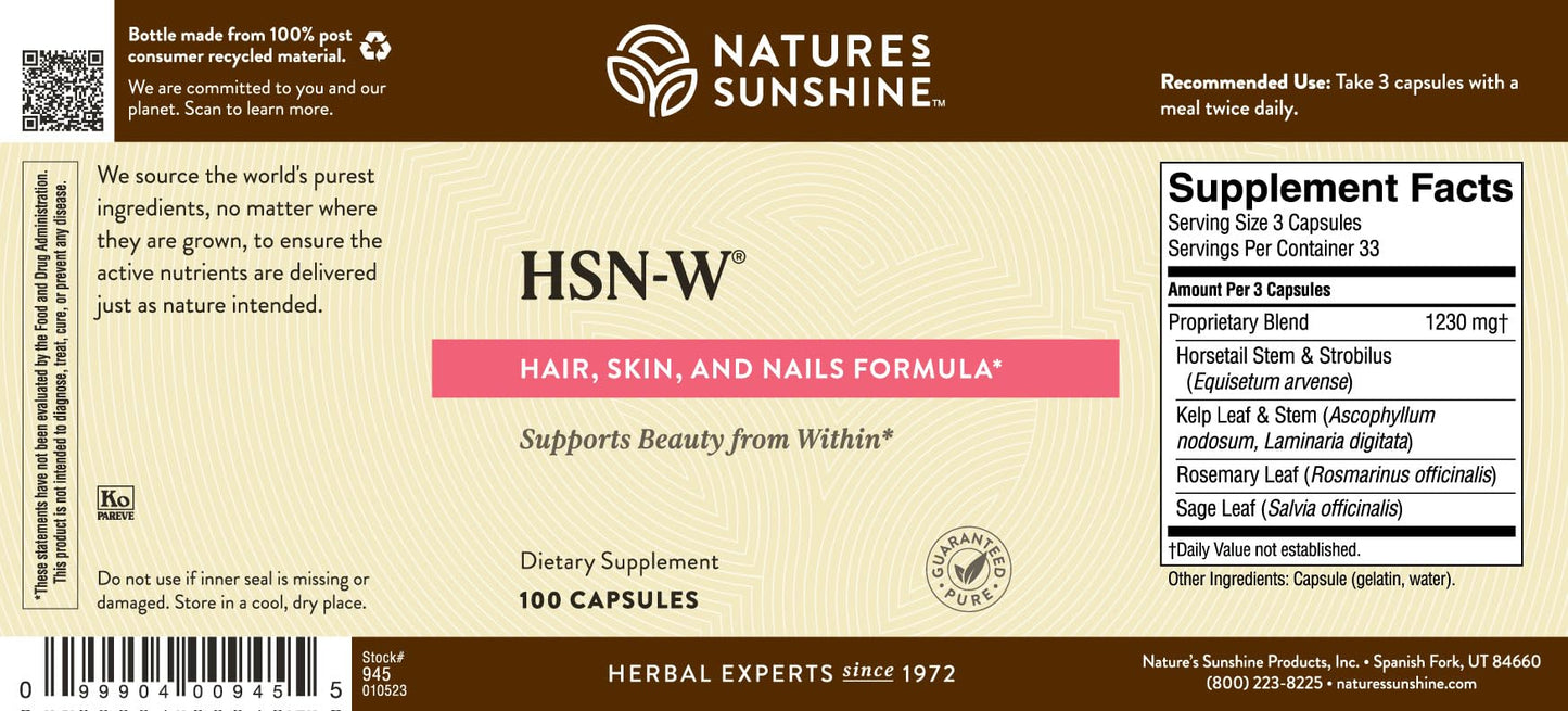 Nature's Sunshine HSN-W 100 Capsules | Premium Herbal Vitamin