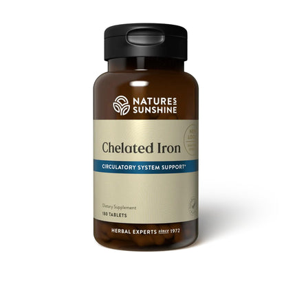 Nature's Sunshine Iron-Chelated 25mg – 180 Tablets | Circulatory Support & Oxygen Transport