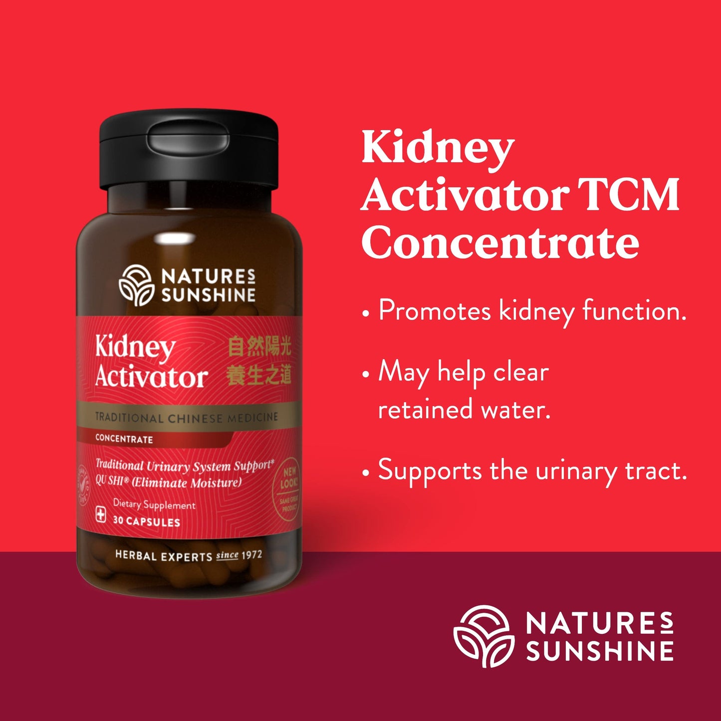 Nature's Sunshine Kidney Activator TCM Concentrate - 30 Capsules | Chinese Kidney Support & Urine Flow