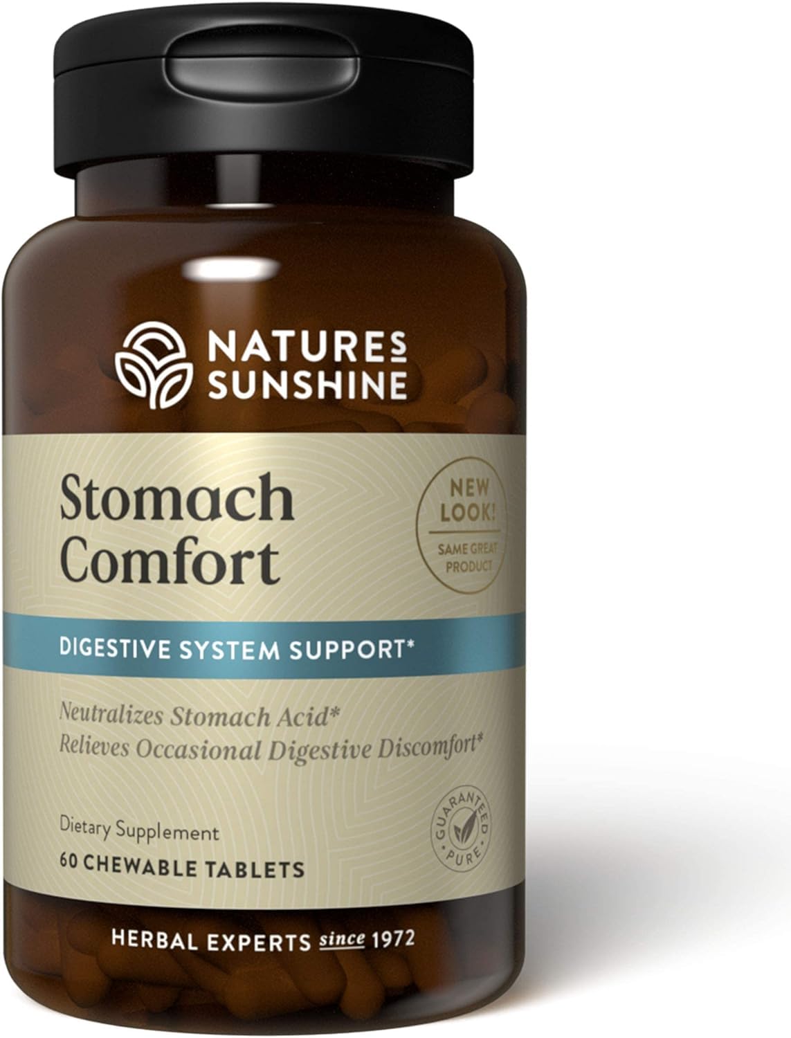 Nature's Sunshine Stomach Comfort – 60 Chewable Tablets for Digestive Support & Acid Neutralization