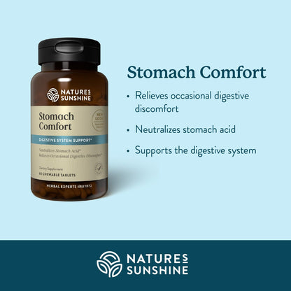 Nature's Sunshine Stomach Comfort – 60 Chewable Tablets for Digestive Support & Acid Neutralization