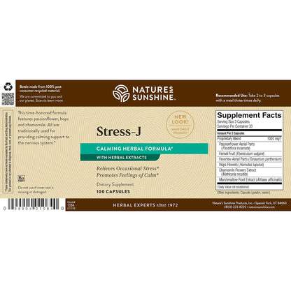 Nature's Sunshine Stress-J 100 Capsules | Nervous System Support & Stress Relief
