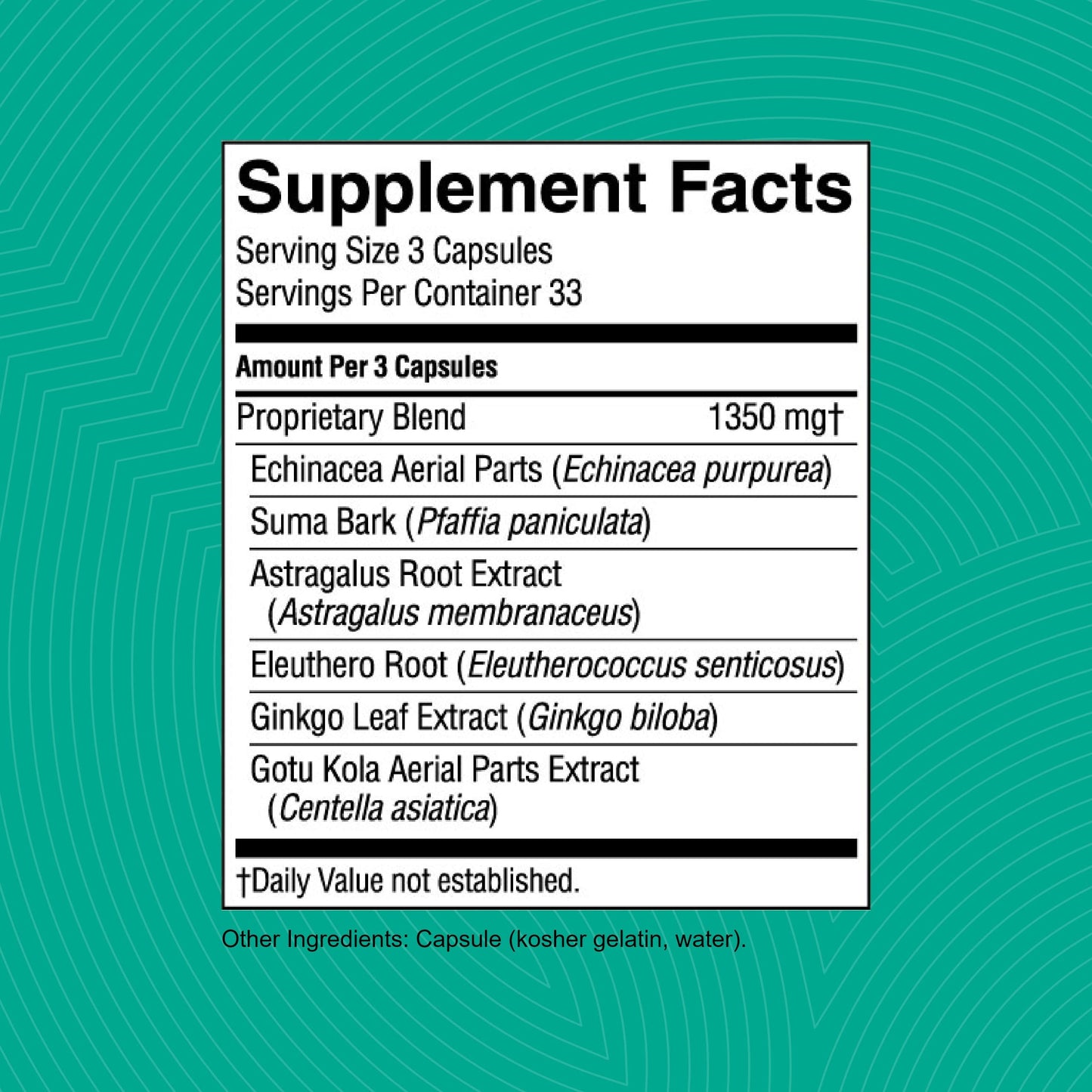Nature's Sunshine Suma Combination, 100 Capsules | Immune Support & Energy with Six Adaptogenic Herbs