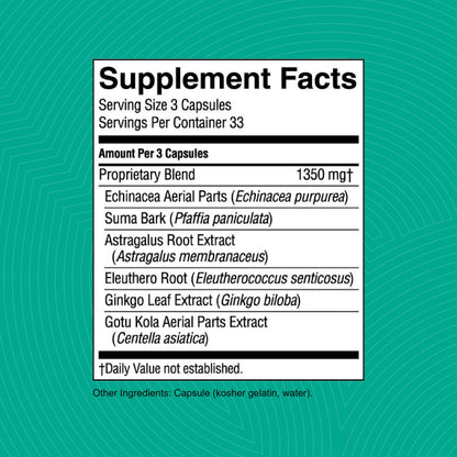 Nature's Sunshine Suma Combination, 100 Capsules | Immune Support & Energy with Six Adaptogenic Herbs