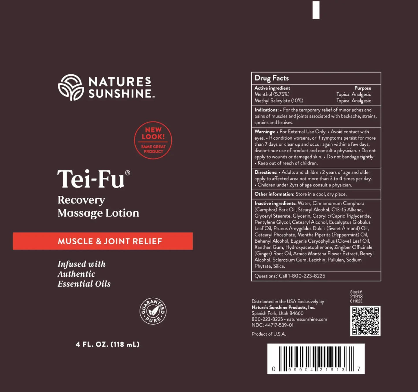 Nature's Sunshine Tei-Fu Recovery Massage Lotion with Essential Oils