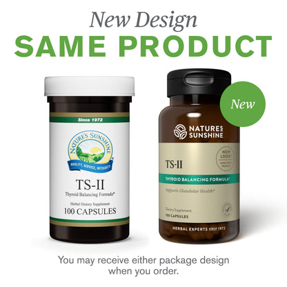 Nature's Sunshine TS II w/Hops – 100 Capsules | Thyroid Support & Balance