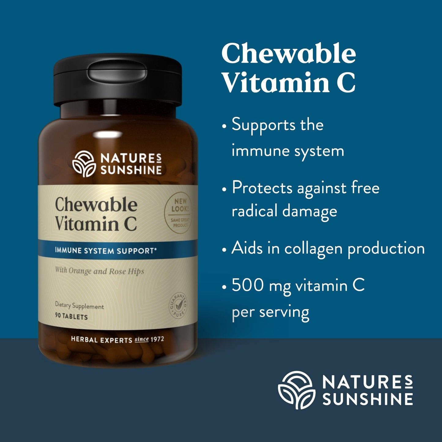 Nature's Sunshine Chewable Vitamin C 250mg – 90 Tablets | Immune Support