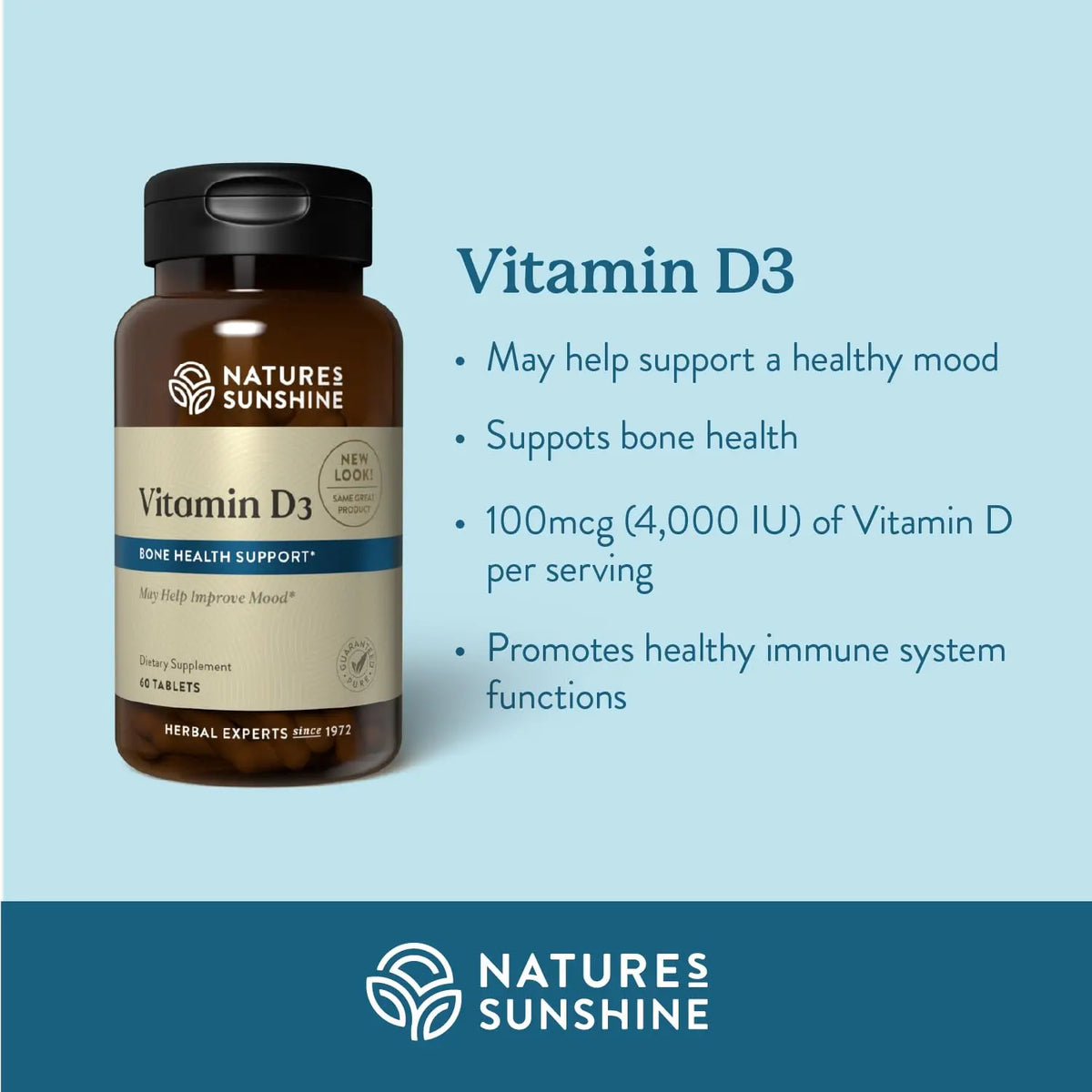 Nature's Sunshine Vitamin D3, 180 Tablets | Supports Bone Health, Overall Wellness, and May Improve Mood BritishVita | Premium UK Vitamins & Wellness Supplements