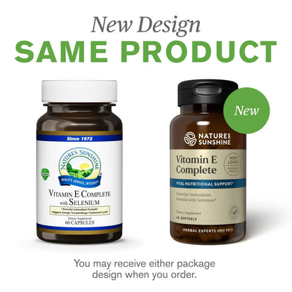 Nature's Sunshine Vitamin E Complete with Selenium | 60 Softgels – All Eight Vitamin E Molecules BritishVita | Premium UK Vitamins & Wellness Supplements