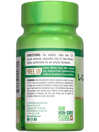Nature's Truth Acetyl L-Carnitine 1000mg | 30 Capsules | Super Strength | Non-GMO & Gluten Free ALCAR Supplement