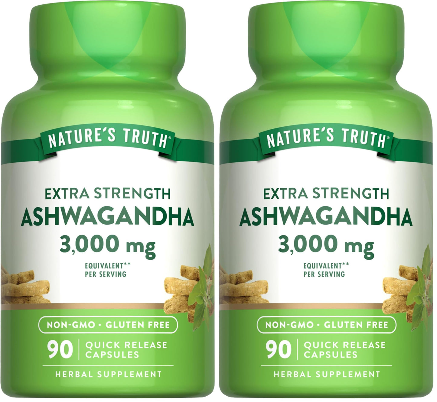 Nature's Truth Ashwagandha Capsules 3000mg – Extra Strength (90 Count) Pack of 2 | Black Pepper, Non-GMO & Gluten Free