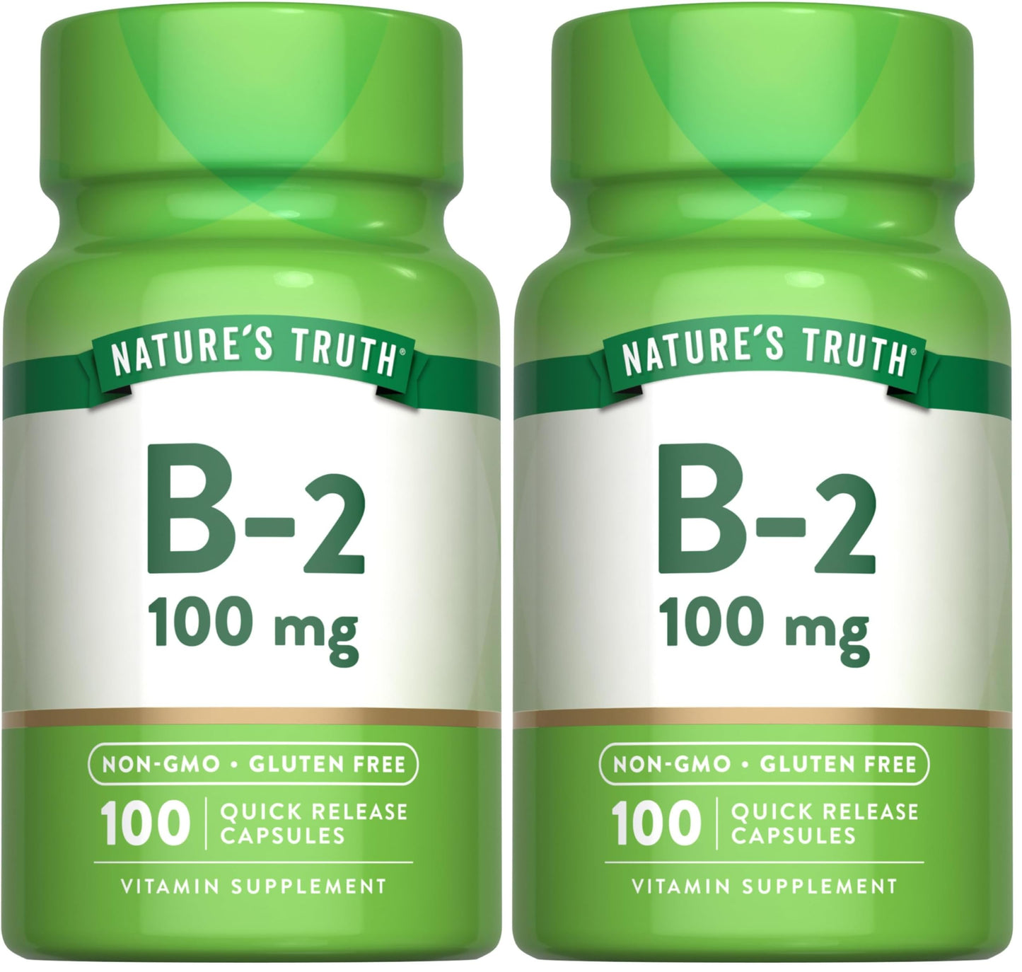 Nature's Truth B2 Vitamin 100mg - 100 Capsules | Non-GMO & Gluten Free Riboflavin (Pack of 2)