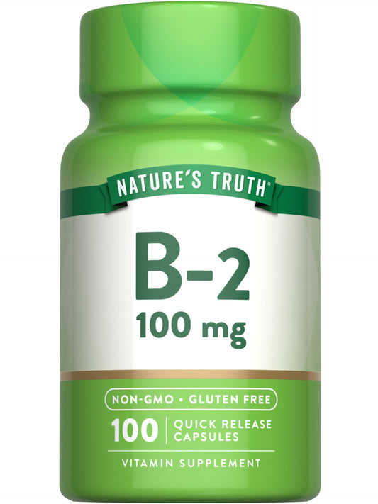 Nature's Truth B2 Vitamin 100mg – 100 Capsules | Non-GMO & Gluten Free Riboflavin BritishVita | Premium UK Vitamins & Wellness Supplements