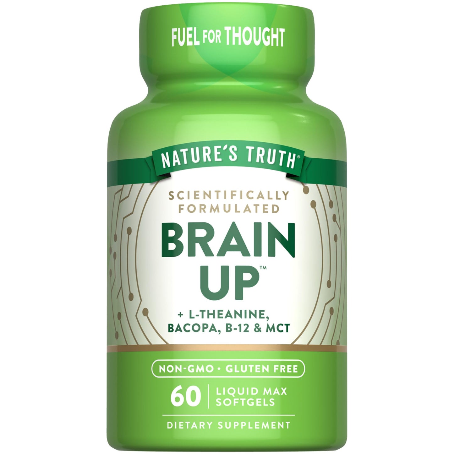 Nature's Truth Brain Up Softgels – 60 Count – L-Theanine, Bacopa, B12 & MCT – Non-GMO, Gluten Free