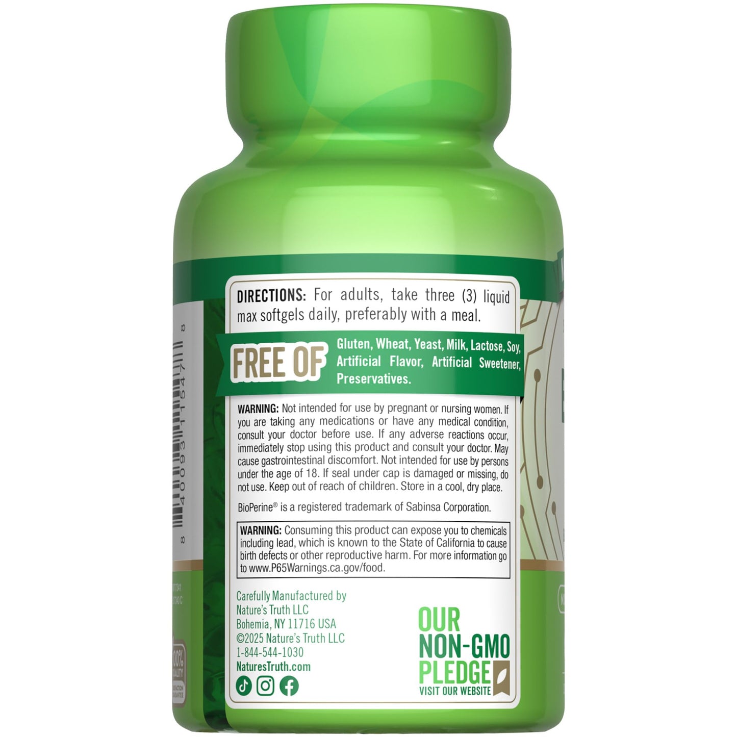 Nature's Truth Brain Up Softgels – 60 Count – L-Theanine, Bacopa, B12 & MCT – Non-GMO, Gluten Free