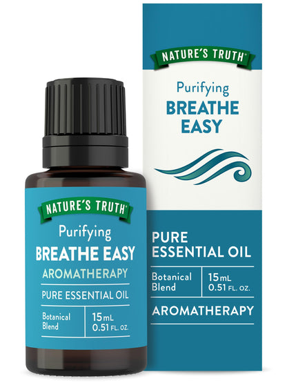 Nature's Truth Breathe Easy Essential Oil Blend 15 mL – Eucalyptus, Peppermint, Lemon & Tea Tree