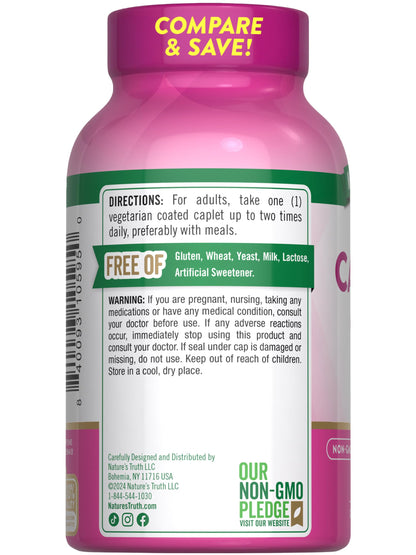 Nature's Truth Calcium 600mg with Vitamin D3 | 250 Caplets | Calcium Carbonate | Vegetarian, Non-GMO & Gluten Free