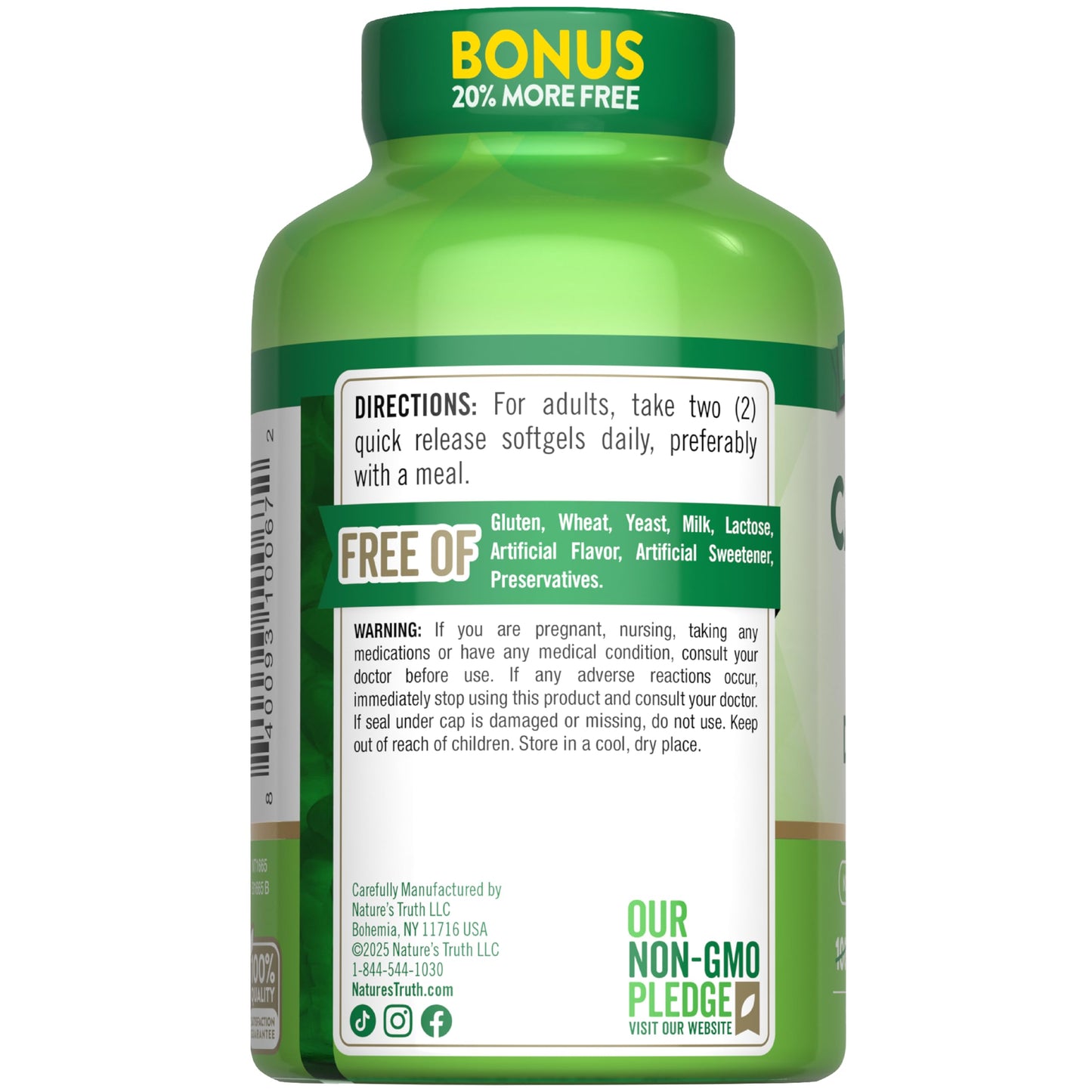 Nature's Truth Absorbable Calcium 1200 mg with Vitamin D3 5000 IU | 120 Softgels | Non-GMO & Gluten Free