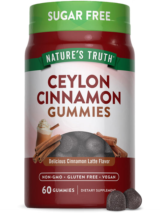 Nature's Truth Ceylon Cinnamon Gummies – 2000mg, Sugar Free, 60 Count, Vegan & Gluten Free BritishVita | Premium UK Vitamins & Wellness Supplements
