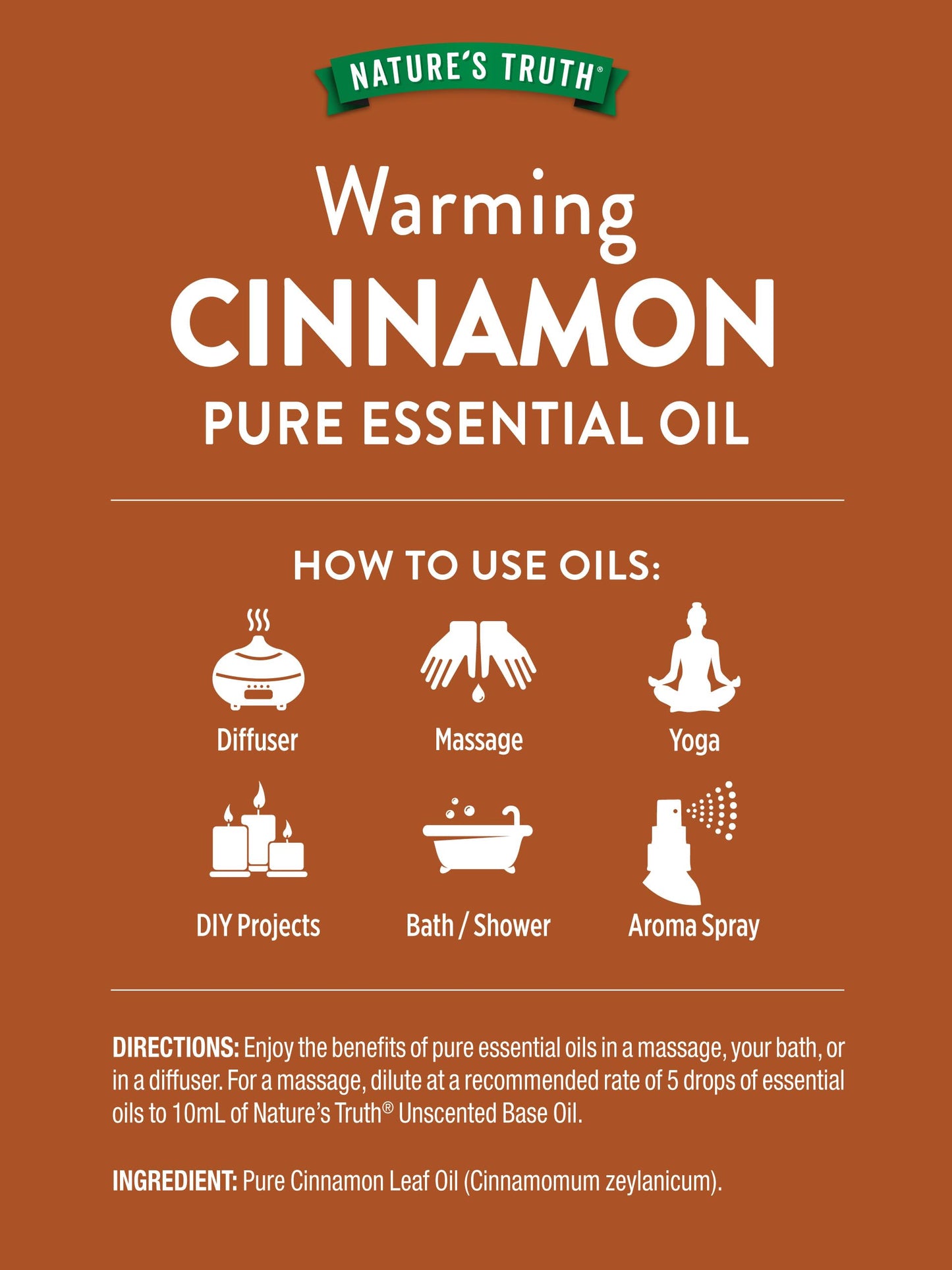Nature's Truth Cinnamon Essential Oil - 15 mL | Diffuser & Aromatherapy