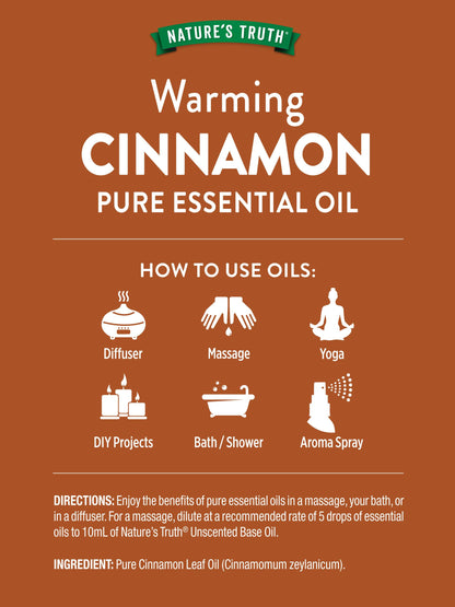 Nature's Truth Cinnamon Essential Oil - 15 mL | Diffuser & Aromatherapy