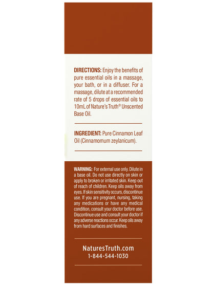 Nature's Truth Cinnamon Essential Oil - 15 mL | Diffuser & Aromatherapy