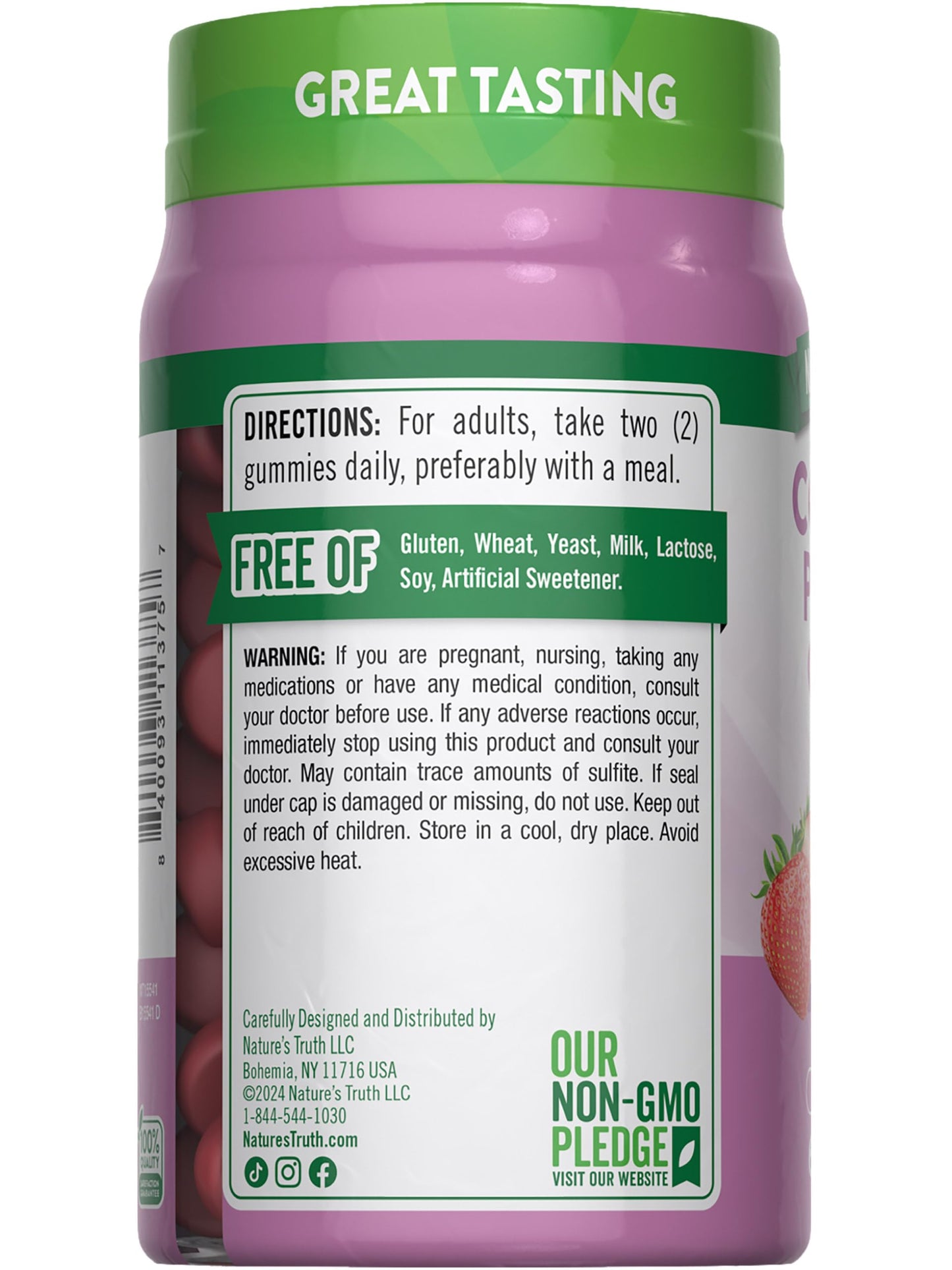 Nature's Truth Collagen Peptide Gummies for Women - Type 1 & 3, 60 Count, Strawberry, Non-GMO & Gluten Free