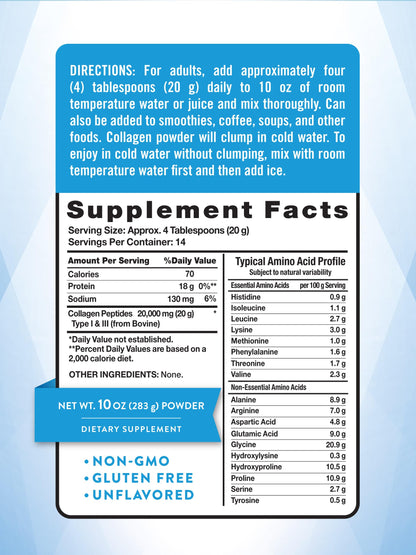 Nature's Truth Collagen Peptides Powder Unflavored - Grass-Fed Type I & III, 10 oz