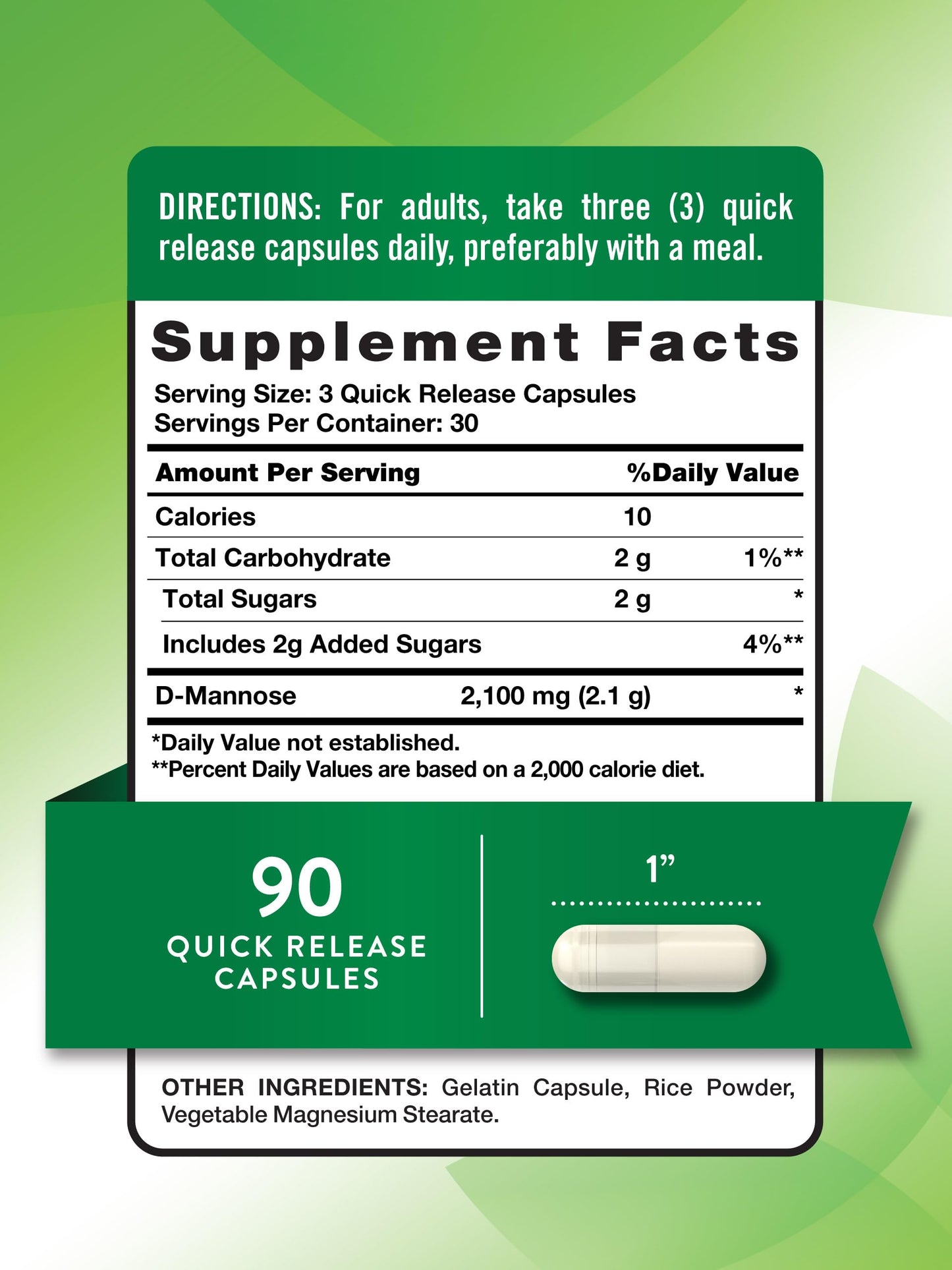 Nature's Truth D-Mannose Capsules | 2100mg | 90 Pills | Non-GMO & Gluten Free Supplement (Pack of 2)