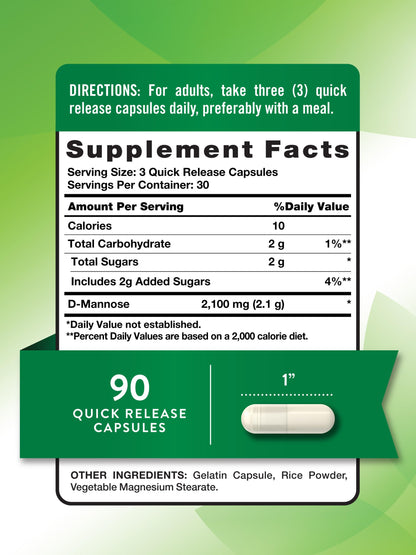 Nature's Truth D-Mannose Capsules | 2100mg | 90 Pills | Non-GMO & Gluten Free Supplement (Pack of 2)