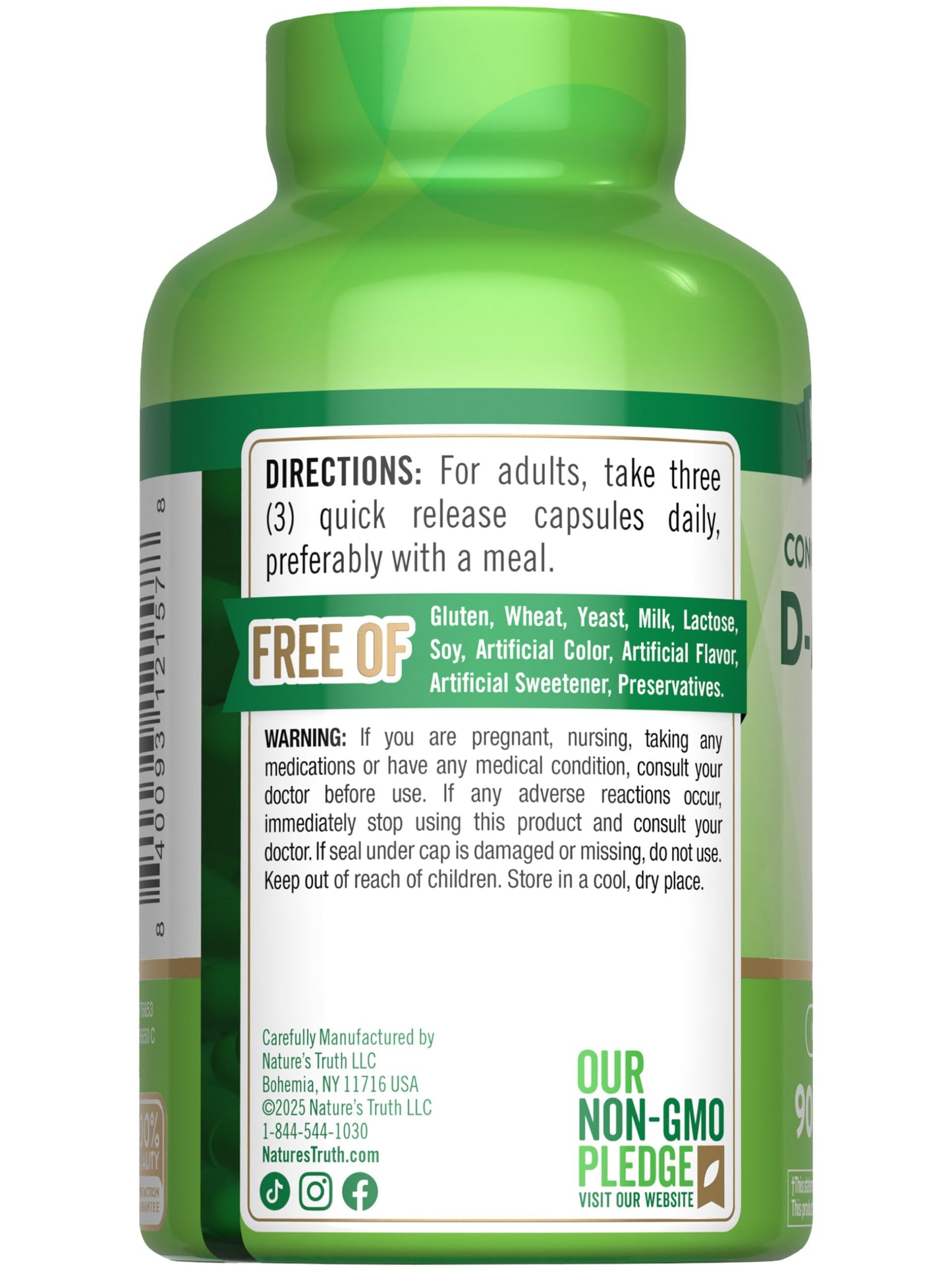 Nature's Truth D-Mannose Capsules | 2100mg | 90 Pills | Non-GMO & Gluten Free Supplement (Pack of 2)