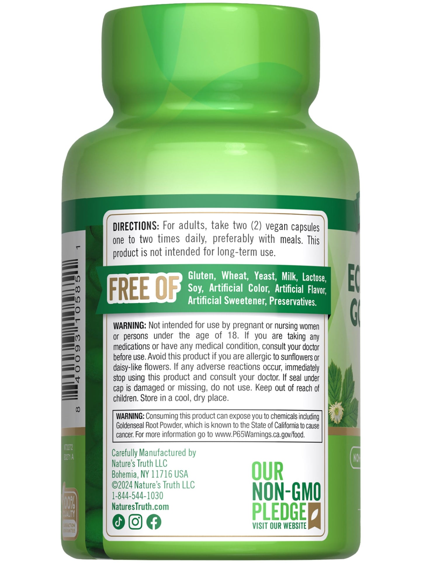 Nature's Truth Echinacea Goldenseal Capsules 1400mg - 100ct | Vegan & Gluten Free