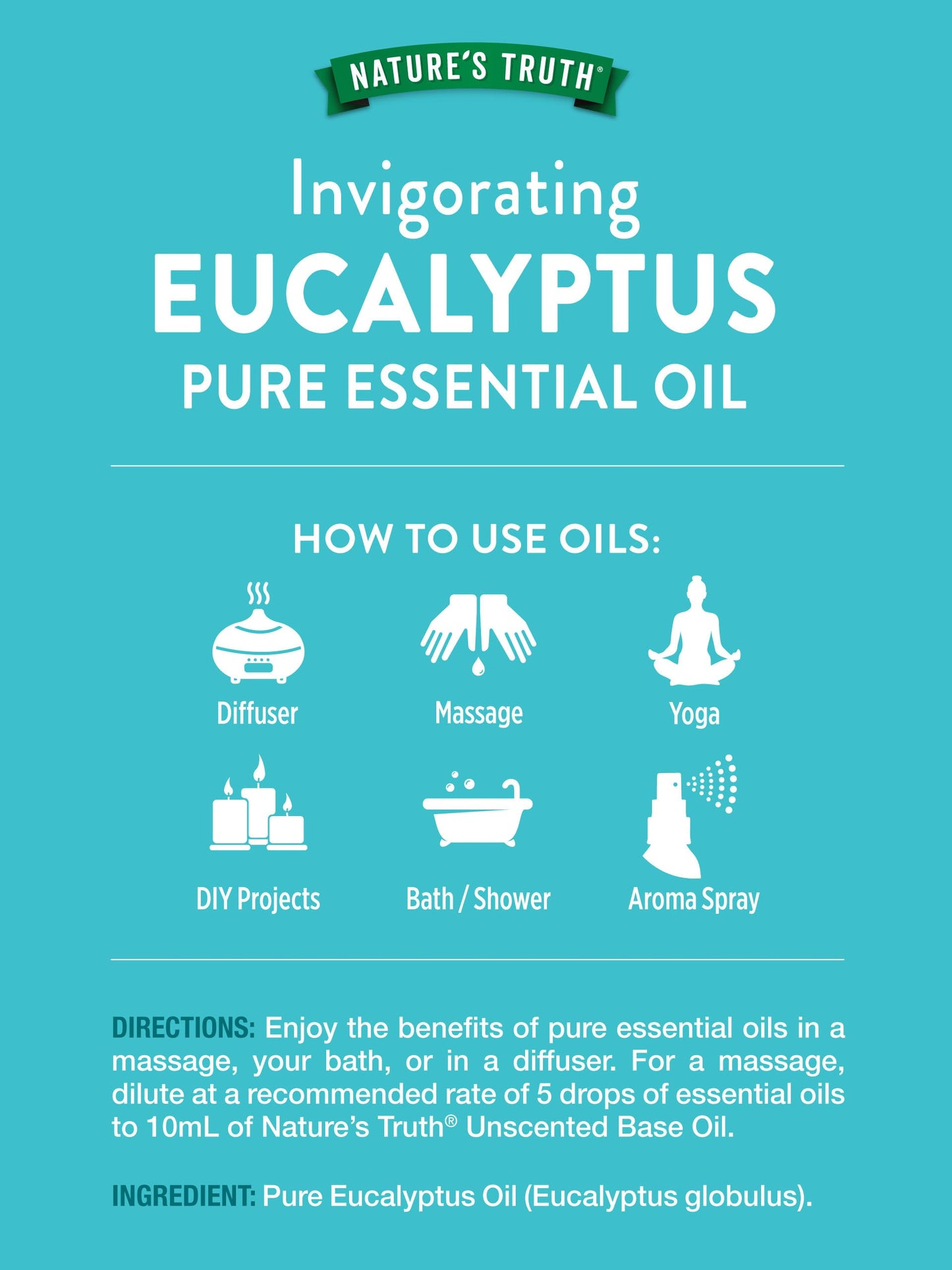 Nature's Truth Eucalyptus Essential Oil 15 mL - Diffuser, Aromatherapy, Massage