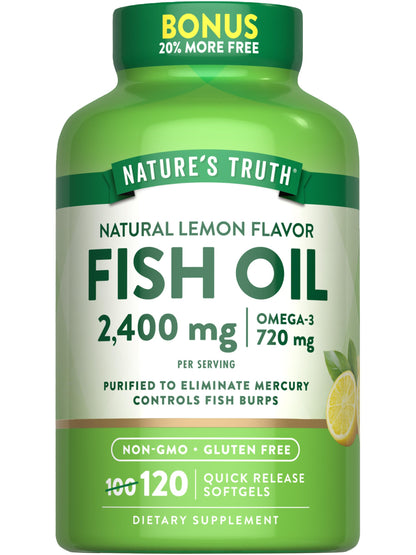 Nature's Truth Fish Oil 2400mg - 120 Quick Release Softgels | 720mg Omega-3