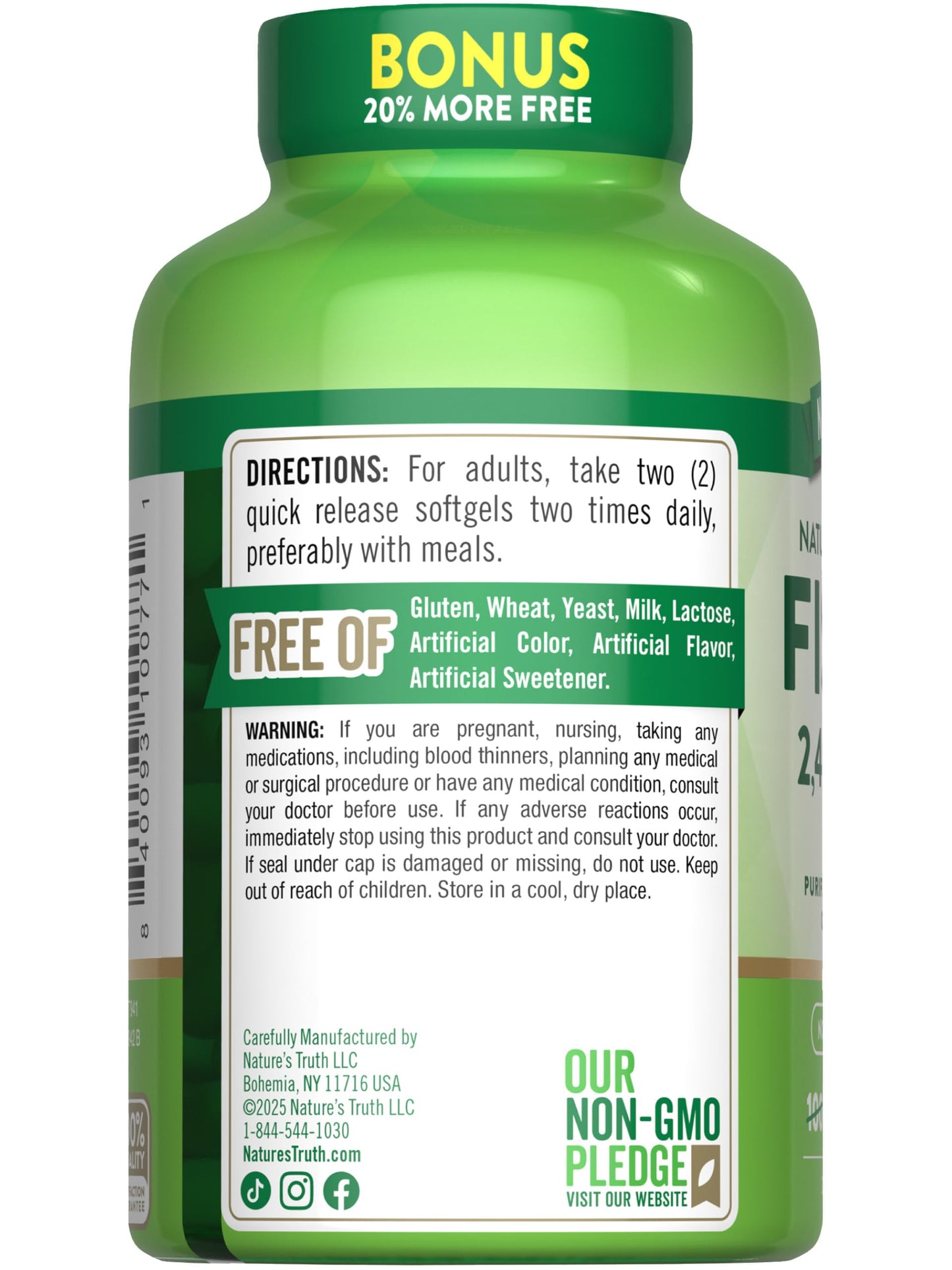 Nature's Truth Fish Oil 2400mg - 120 Quick Release Softgels | 720mg Omega-3