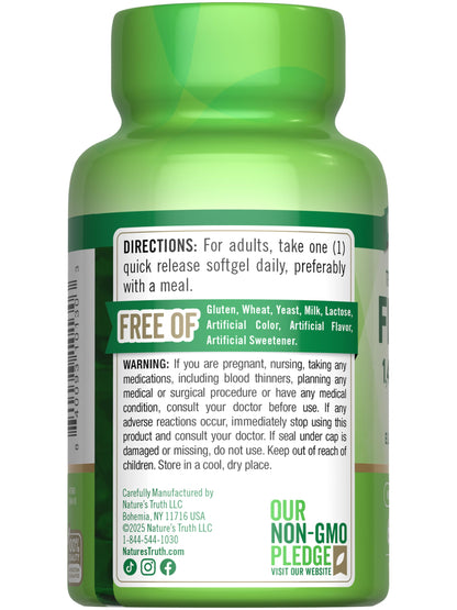 Nature's Truth Triple Strength Fish Oil Softgels - 1400 mg | 60 Count | Active Omega-3 | Non-GMO & Gluten Free