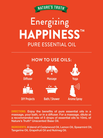 Nature's Truth Happiness Essential Oil 15 mL | Pure Plant Based, Non-GMO, Gluten Free