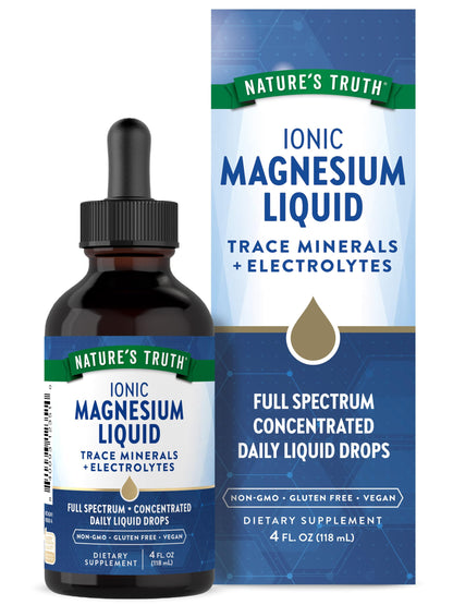 Nature's Truth Ionic Magnesium Liquid Drops – 200 mg, 4 oz | Electrolytes & Trace Minerals, Vegan, Non-GMO, Gluten Free