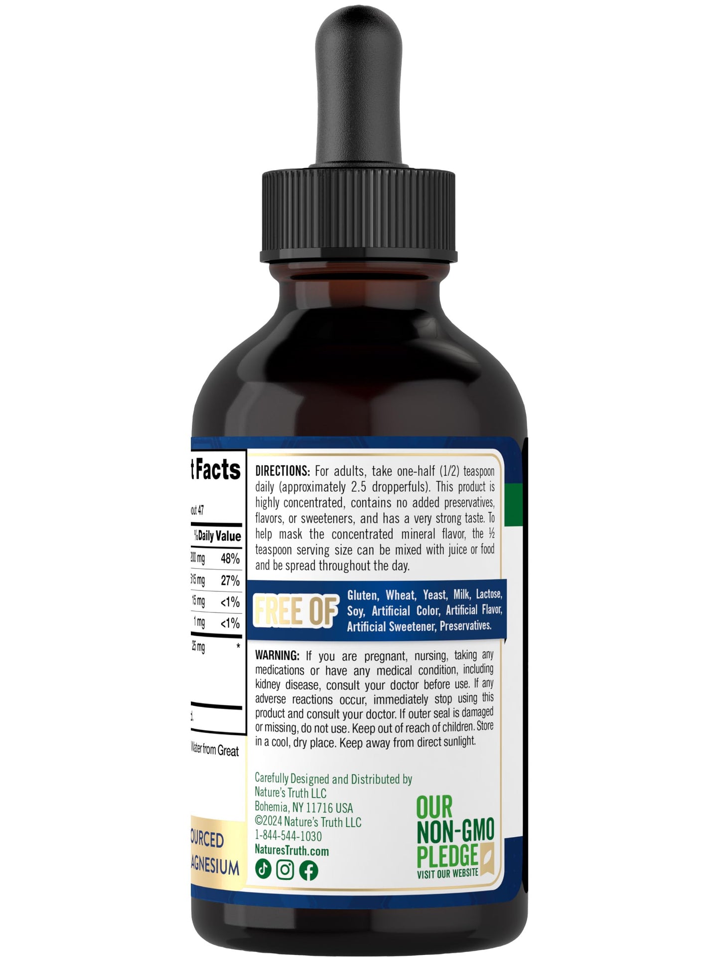 Nature's Truth Ionic Magnesium Liquid Drops – 200 mg, 4 oz | Electrolytes & Trace Minerals, Vegan, Non-GMO, Gluten Free