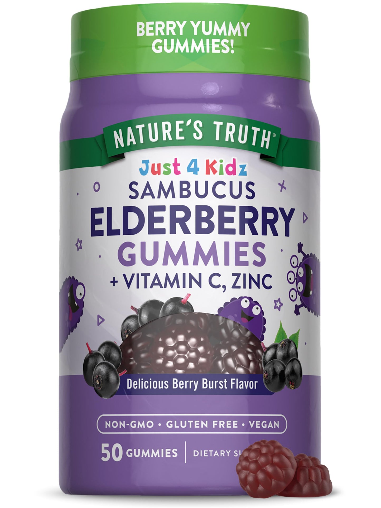 Nature's Truth Kids Elderberry Gummies | 50 Count | Zinc & Vitamin C | Vegan, Non-GMO & Gluten Free
