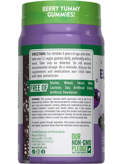 Nature's Truth Kids Elderberry Gummies | 50 Count | Zinc & Vitamin C | Vegan, Non-GMO & Gluten Free