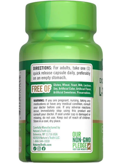 Nature's Truth L Theanine | 200mg | 60 Quick Release Capsules | Non-GMO & Gluten Free