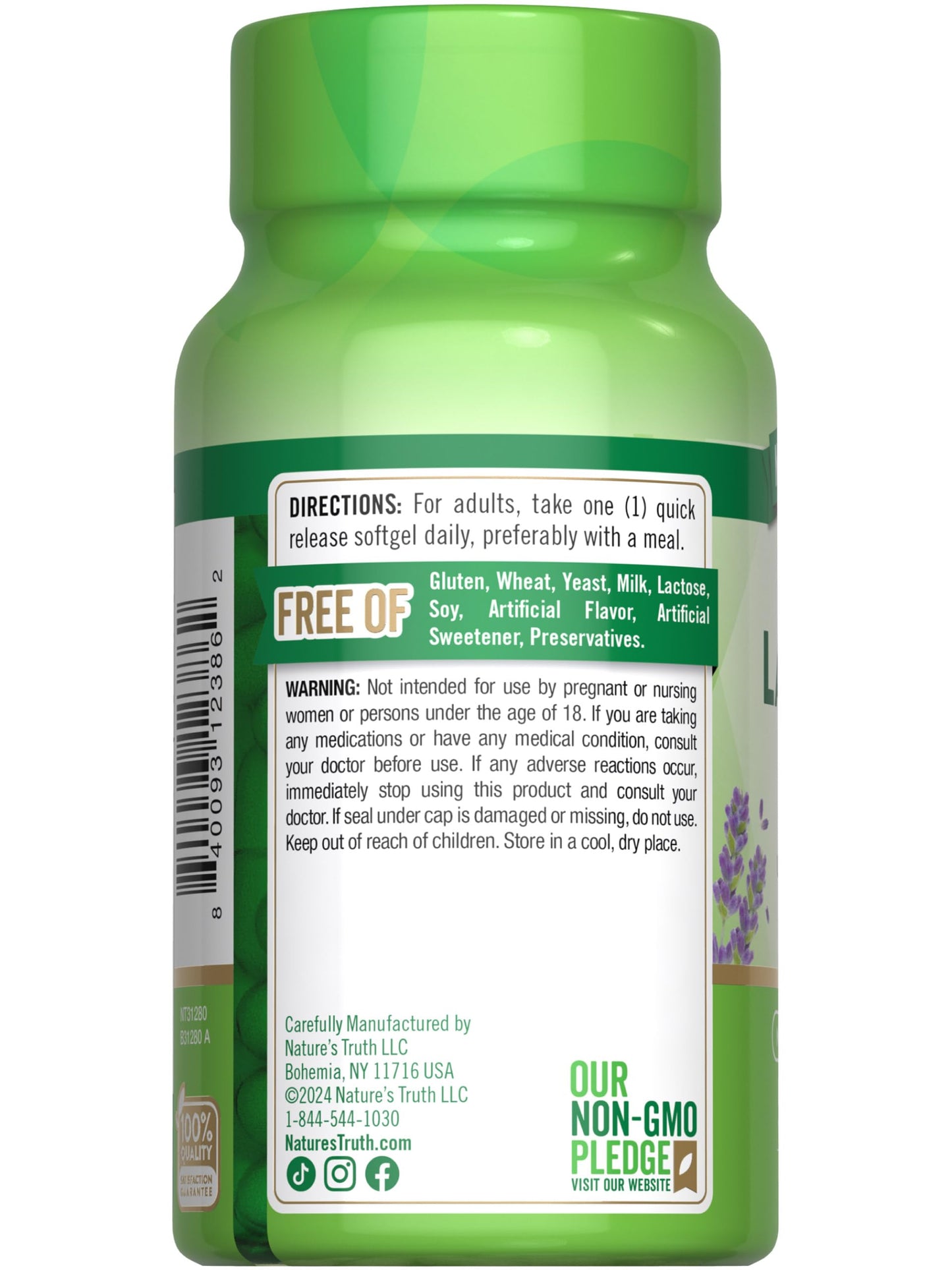 Nature's Truth Lavender Calm Softgels | 50 Count | Non-Drowsy, Non-GMO, Gluten Free