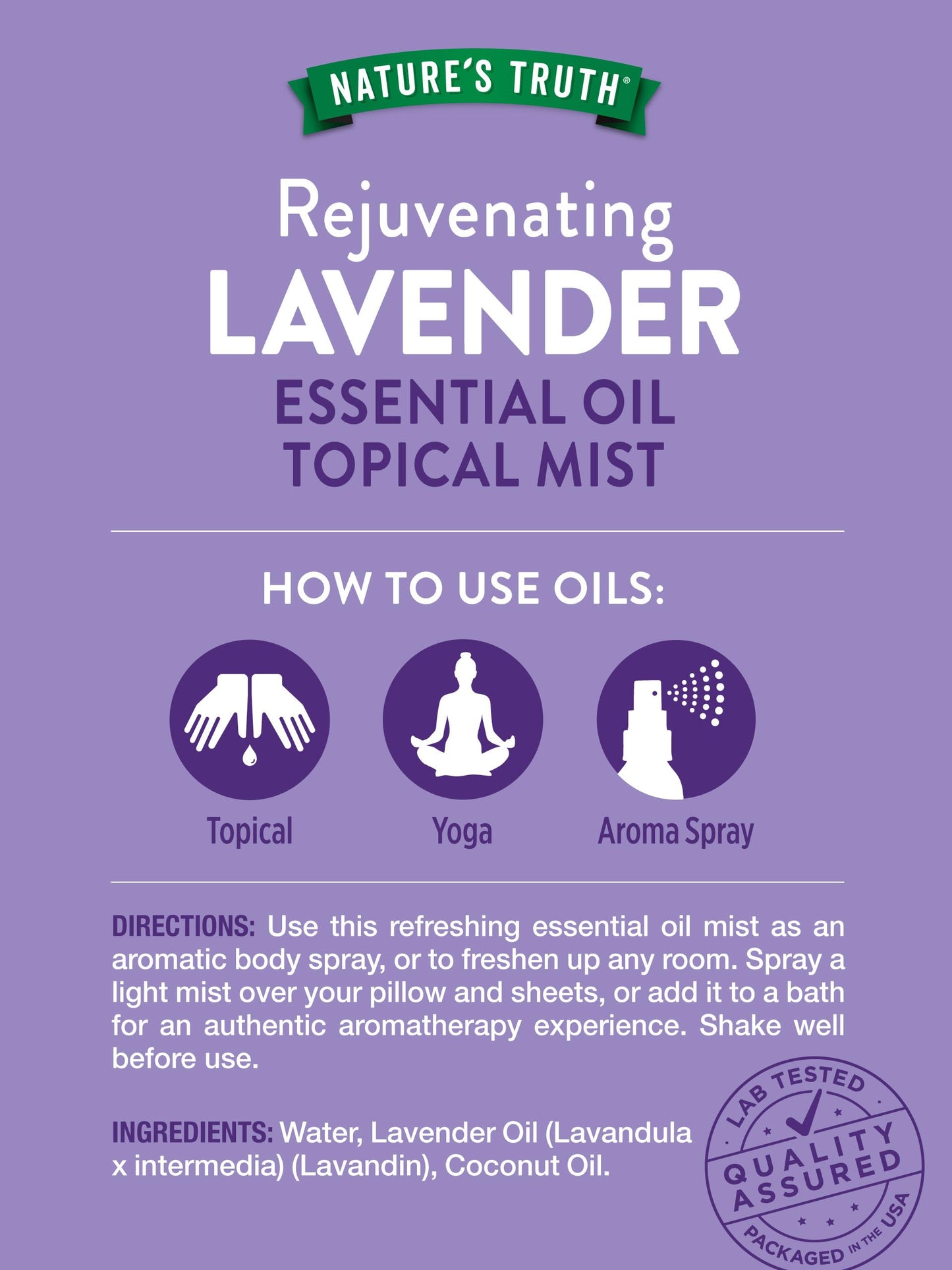 Nature's Truth Lavender Essential Oil Spray 2.4 fl oz – Room Aroma Mist