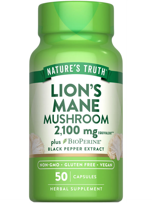 Nature's Truth Lions Mane 2100mg Capsules - 50 Count - Vegan, Gluten Free & Non-GMO BritishVita | Premium UK Vitamins & Wellness Supplements