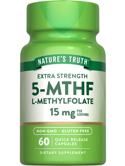 Nature's Truth L-Methylfolate 15mg | 60 Capsules | Non-GMO & Gluten Free | Extra Strength